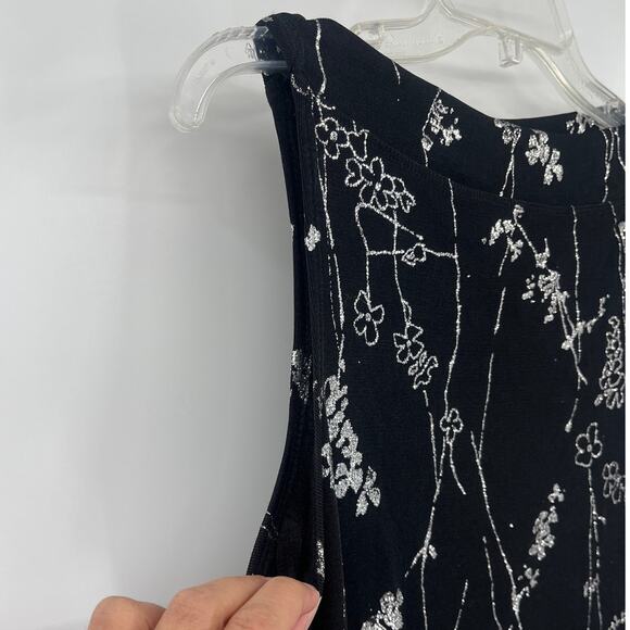 Vtg Y2K Eve Adams Midi Dress Sz M Stretch Gala Metallic Glitter Formal Floral - Picture 3 of 9
